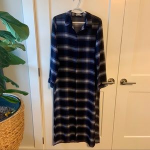 Long sheer plaid shirt